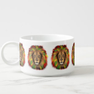 Rasta lion head red yellow green drawing Jamaica  Bowl