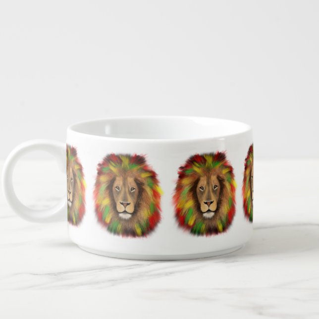 Rasta lion head red yellow green drawing Jamaica  Bowl (Right)