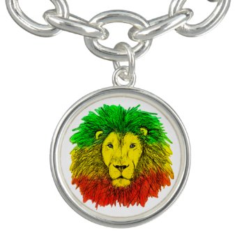 Rasta Lion Head Red Yellow Green Drawing Jamaica  Bracelet by CharmedPix at Zazzle