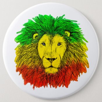Rasta Lion Head Red Yellow Green Drawing Jamaica  Button by CharmedPix at Zazzle