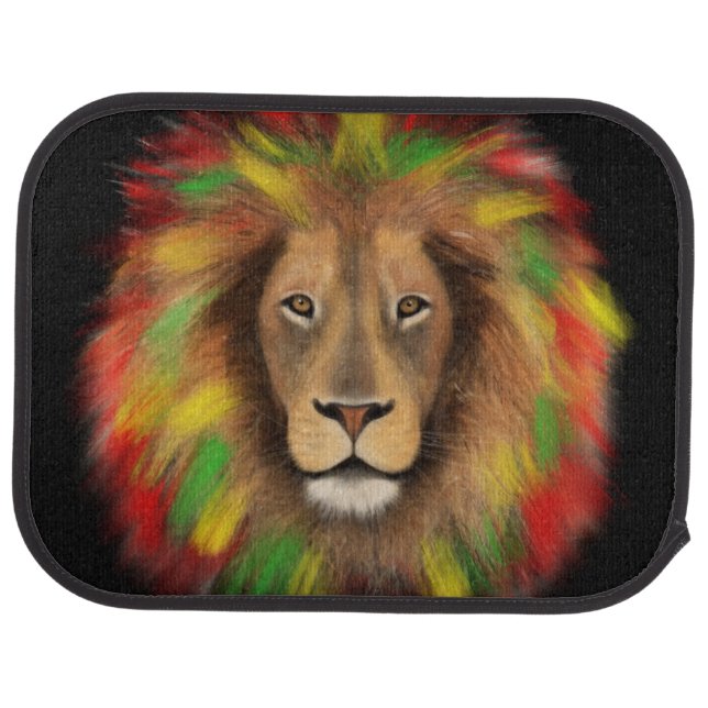 Rasta lion head red yellow green drawing Jamaica  Car Floor Mat (Rear)