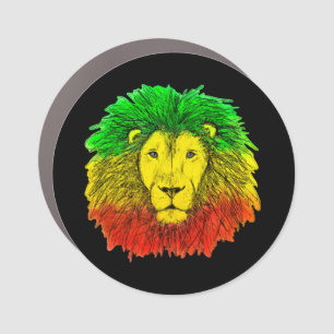 Rasta lion head red yellow green drawing Jamaica  Car Magnet