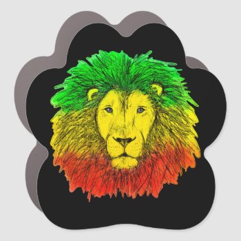 Rasta Lion Head Red Yellow Green Drawing Jamaica  Car Magnet by CharmedPix at Zazzle
