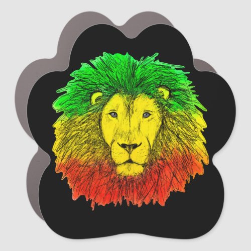 Rasta lion head red yellow green drawing Jamaica  Car Magnet