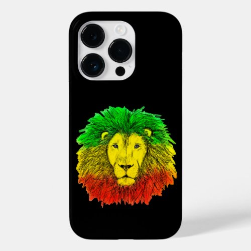 Rasta lion head red yellow green drawing Jamaica  Case_Mate iPhone 14 Pro Case