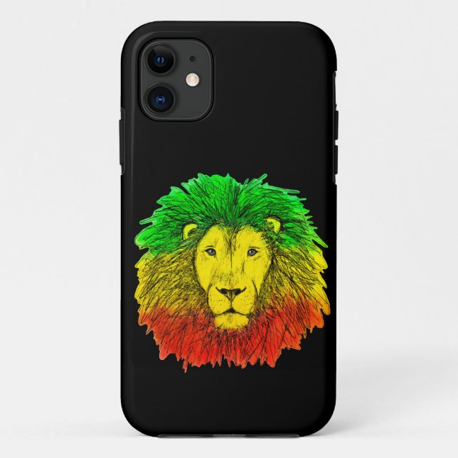 Rasta lion head red yellow green drawing Jamaica  Case-Mate iPhone Case (Back)