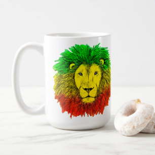 Rasta lion head red yellow green drawing Jamaica Coffee Mug