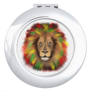 Rasta lion head red yellow green drawing Jamaica Compact Mirror