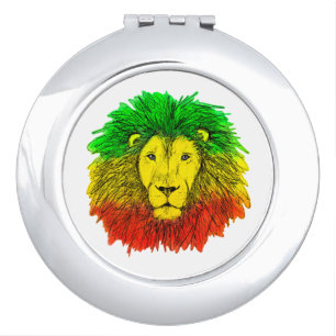 Rasta lion head red yellow green drawing Jamaica Compact Mirror