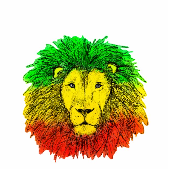 Rasta lion head red yellow green drawing Jamaica  Cutout (Front)