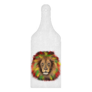 Rasta lion head red yellow green drawing Jamaica Cutting Board