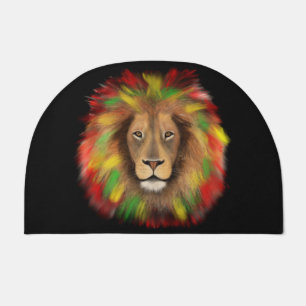 Rasta lion head red yellow green drawing Jamaica  Doormat