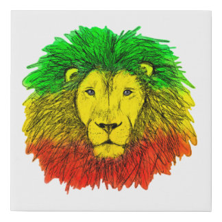 Rasta lion head red yellow green drawing Jamaica  Faux Canvas Print