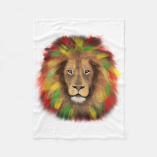 Rasta lion head red yellow green drawing Jamaica  Fleece Blanket