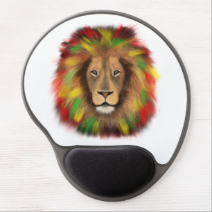 Rasta lion head red yellow green drawing Jamaica  Gel Mouse Pad