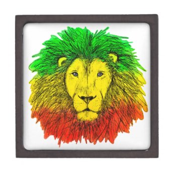 Rasta Lion Head Red Yellow Green Drawing Jamaica  Gift Box by CharmedPix at Zazzle