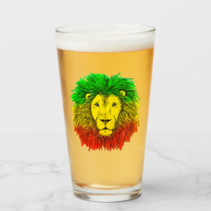 Rasta lion head red yellow green drawing Jamaica  Glass