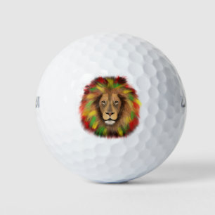 Rasta lion head red yellow green drawing Jamaica Golf Balls