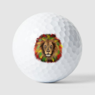 Rasta lion head red yellow green drawing Jamaica Golf Balls