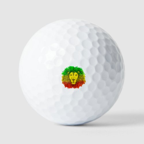 Rasta lion head red yellow green drawing Jamaica  Golf Balls