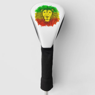 Rasta lion head red yellow green drawing Jamaica  Golf Head Cover