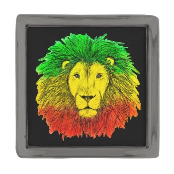 Rasta Lion Head Red Yellow Green Drawing Jamaica  Gunmetal Finish Lapel Pin by CharmedPix at Zazzle
