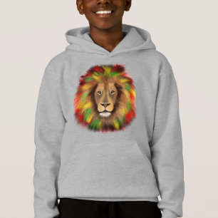 Rasta lion head red yellow green drawing Jamaica  Hoodie