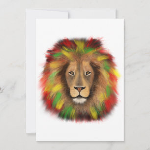 Rasta lion head red yellow green drawing Jamaica  Invitation