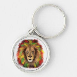Rasta lion head red yellow green drawing Jamaica  Keychain