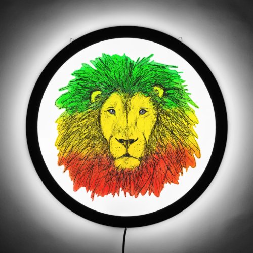 Rasta lion head red yellow green drawing Jamaica  LED Sign
