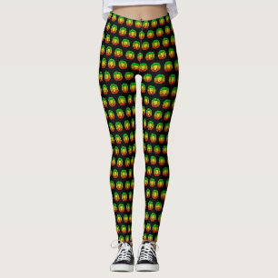 Rasta lion head red yellow green drawing Jamaica Leggings