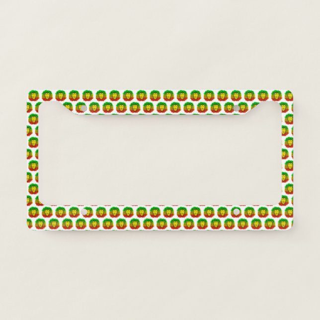 Rasta lion head red yellow green drawing Jamaica  License Plate Frame (Front)
