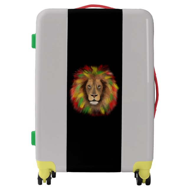 Rasta lion head red yellow green drawing Jamaica  Luggage (Front)
