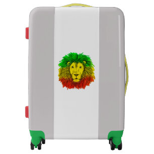 Rasta lion head red yellow green drawing Jamaica Luggage