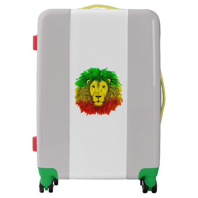 Rasta lion head red yellow green drawing Jamaica  Luggage (Front)