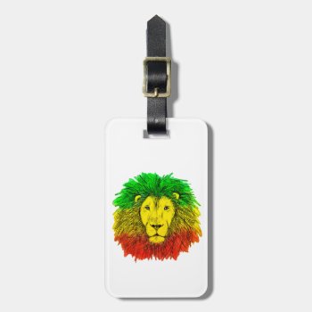Rasta Lion Head Red Yellow Green Drawing Jamaica  Luggage Tag by CharmedPix at Zazzle