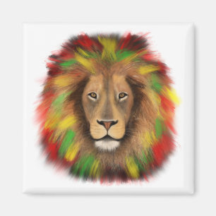 Rasta lion head red yellow green drawing Jamaica  Magnet