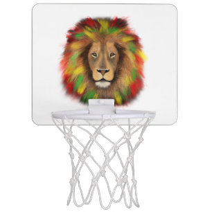 Rasta lion head red yellow green drawing Jamaica Mini Basketball Hoop