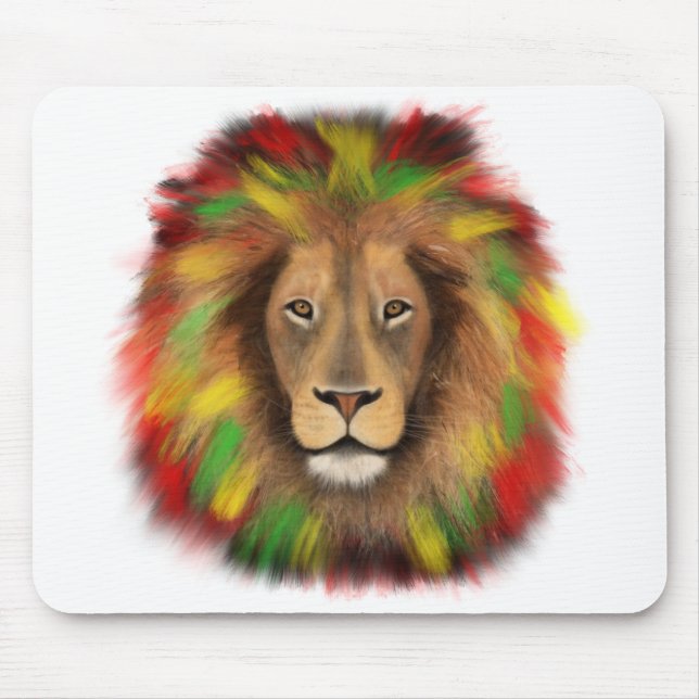 Rasta lion head red yellow green drawing Jamaica  Mouse Pad (Front)