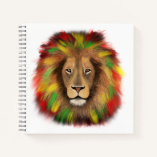 Rasta lion head red yellow green drawing Jamaica Notebook