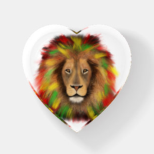Rasta lion head red yellow green drawing Jamaica Paperweight
