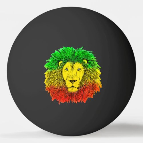 Rasta lion head red yellow green drawing Jamaica  Ping Pong Ball