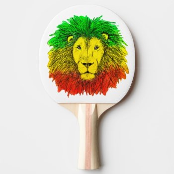 Rasta Lion Head Red Yellow Green Drawing Jamaica  Ping Pong Paddle by CharmedPix at Zazzle