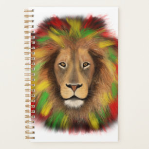 Rasta lion head red yellow green drawing Jamaica  Planner