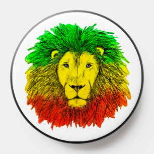 Rasta lion head red yellow green drawing Jamaica  PopSocket