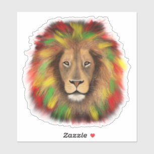 Rasta lion head red yellow green drawing Jamaica  Sticker