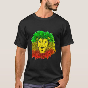 Rasta lion head red yellow green drawing Jamaica  T-Shirt