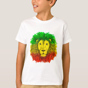 Rasta lion head red yellow green drawing Jamaica  T-Shirt
