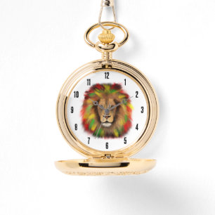 Rasta lion head red yellow green drawing Jamaica Watch