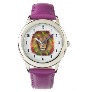 Rasta lion head red yellow green drawing Jamaica Watch